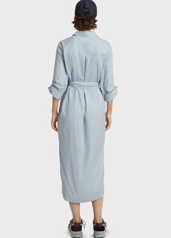 Голубое кэжуал платье рубашка G-Star Raw в полоску