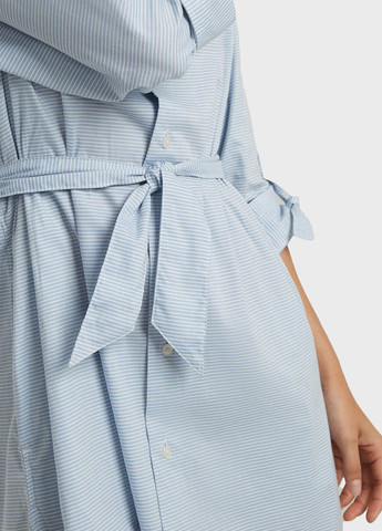 Голубое кэжуал платье рубашка G-Star Raw в полоску