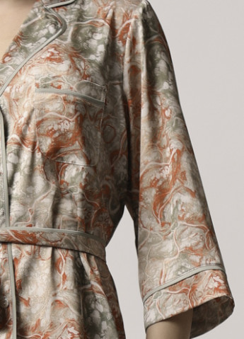 Оливкова всесезон піжамний костюм (жакет + шорти) мрамор яшма Kaiza