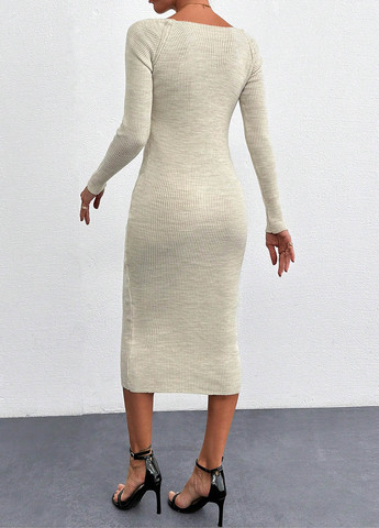 Кремова кежуал сукня силуетна, сукня светр SHEIN меланжева