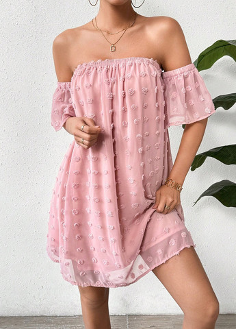 Світло-рожева кежуал сукня а-силует, з відкритими плечима, з відкритою спиною SHEIN в горошок