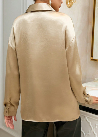 Светло-бежевая кэжуал рубашка однотонная SHEIN