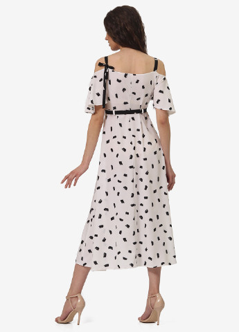 Молочна кежуал сукня, сукня з відкритими плечима, кльош Lila Kass з абстрактним візерунком