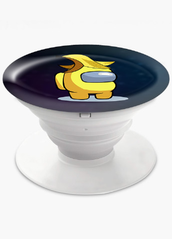 Попсокет (Popsockets) тримач для смартфону Амонг Ас Жовтий (Among Us Yellow) (8754-2416) Чорний MobiPrint (216836498)