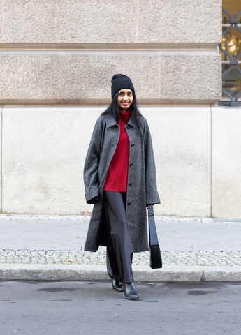 Серое демисезонное Пальто однобортное Uniqlo