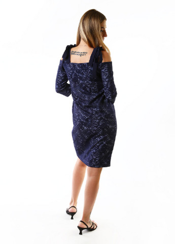 Темно-синее кэжуал платье InDresser с цветочным принтом