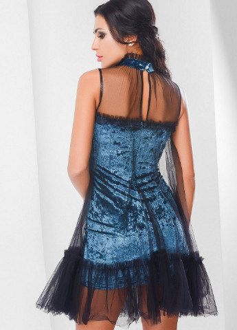 Темно-синее коктейльное платье Carica однотонное