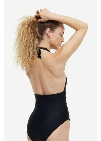 Черный летний купальник слитный, халтер H&M
