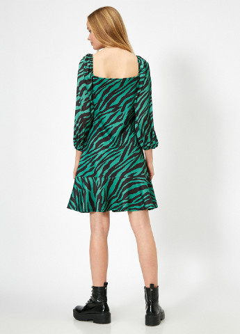 Зеленое кэжуал платье а-силуэт KOTON зебра
