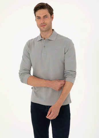 Серая футболка-поло для мужчин Pierre Cardin однотонная