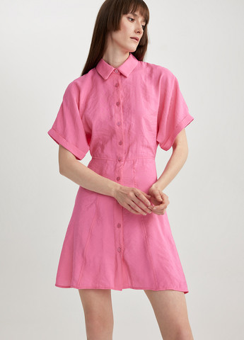 Розовое кэжуал платье клеш DeFacto однотонное