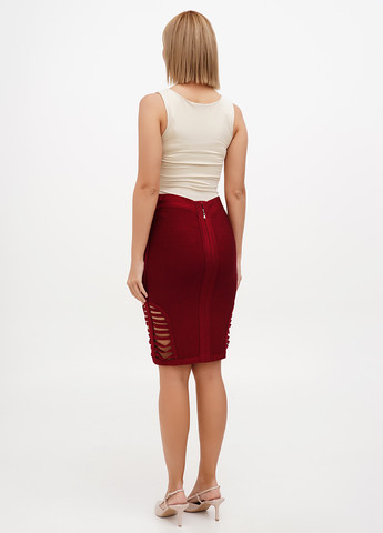 Бордовая кэжуал однотонная юбка Sassofono карандаш