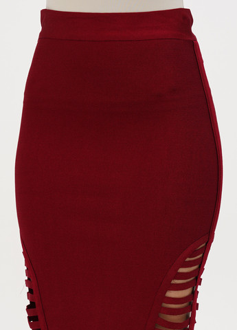 Бордовая кэжуал однотонная юбка Sassofono карандаш