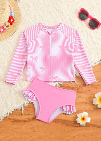 Рожевий літній купальник (ліф, трусики) топ, роздільний SHEIN