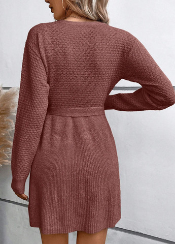 Рожево-коричнева кежуал сукня сукня светр, на запах SHEIN однотонна