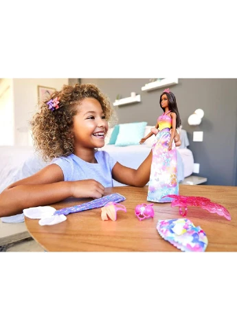 Лялька Barbie Dreamtopia Doll and Fashions Dress Up Gift Set, Brunette Фея Русалка Казкове перетворення (GJK41) Mattel (255665508)