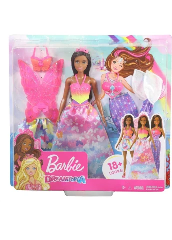 Лялька Barbie Dreamtopia Doll and Fashions Dress Up Gift Set, Brunette Фея Русалка Казкове перетворення (GJK41) Mattel (255665508)