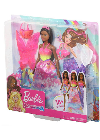 Лялька Barbie Dreamtopia Doll and Fashions Dress Up Gift Set, Brunette Фея Русалка Казкове перетворення (GJK41) Mattel (255665508)