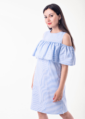 Голубое кэжуал платье для беременных с открытыми плечами Lullababe