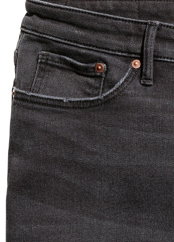Шорты H&M однотонные тёмно-серые джинсовые полиэстер, хлопок