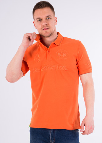 Оранжевая футболка-поло для мужчин La Martina однотонная
