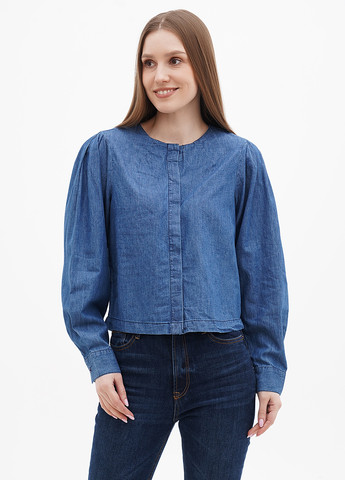 Синяя джинсовая рубашка однотонная S.Oliver