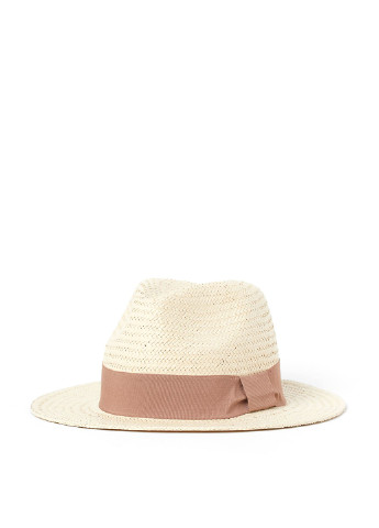 Шляпа H&M федора однотонная светло-бежевая кэжуал искусственная солома