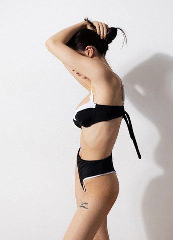 Чорно-білий літній купальник (ліф, трусики) роздільний, балконет Kari Shop Atelier