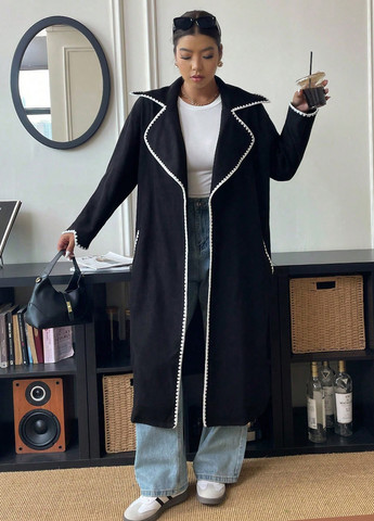 Чорне демісезонне Пальто однобортне SHEIN