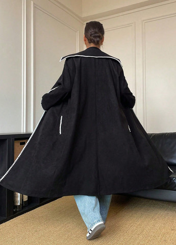 Чорне демісезонне Пальто однобортне SHEIN