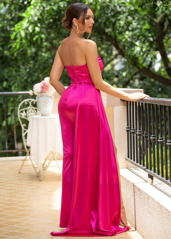 Фуксиновое (цвета Фуксия) кэжуал платье с открытыми плечами SHEIN однотонное