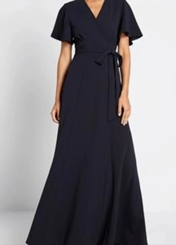 Темно-синя кежуал сукня на запах H&M однотонна