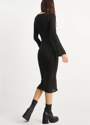 Черное кэжуал платье платье-свитер C&A однотонное