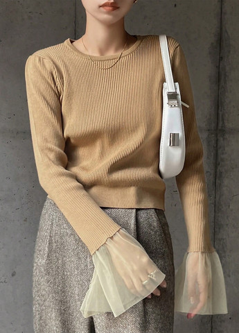 Светло-коричневый демисезонный свитер SHEIN