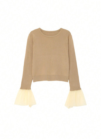 Светло-коричневый демисезонный свитер SHEIN