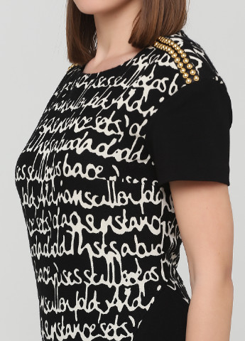Черное кэжуал платье футляр Angelo Marani с надписью