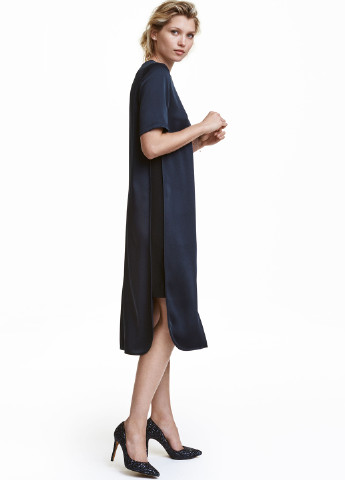 Темно-синее кэжуал платье H&M однотонное