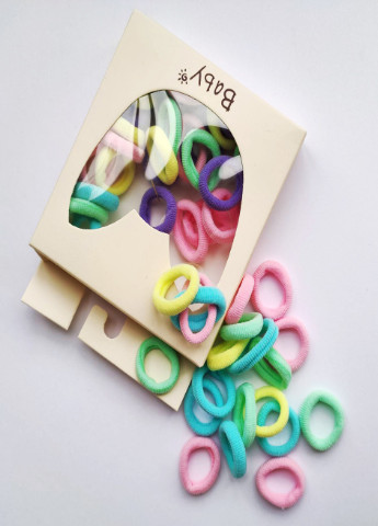 Набір різнокольорових гумок для волосся Elastic Hair Ring, Color Mix 1 40 шт Happy Kids однотонне комбіноване