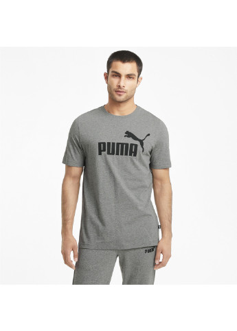 Сіра футболка essentials logo men's tee Puma