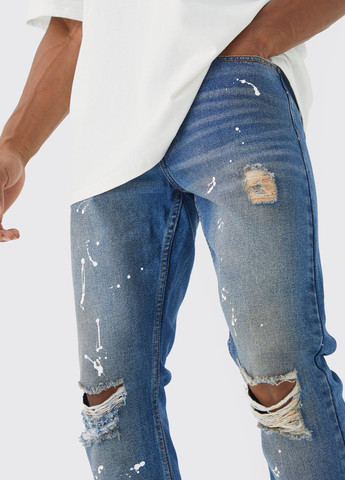 Голубые демисезонные прямые джинсы Boohoo