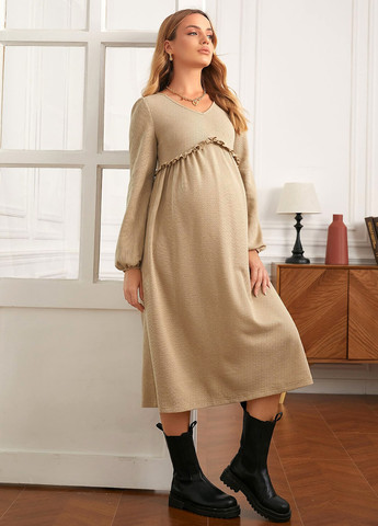 Оливкова (хакі) кежуал сукня для вагітних SHEIN однотонна