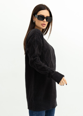 Чорний зимовий светр жіночий джемпер ISSA PLUS WN20-373
