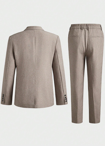 Світло-коричневий демісезонний костюм (піджак, штани) брючний SHEIN