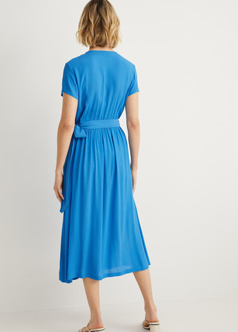 Синя кежуал сукня на запах C&A однотонна