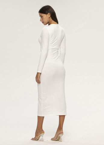 Белое кэжуал платье силуэтная SHEIN однотонное