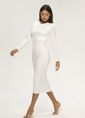 Белое кэжуал платье силуэтная SHEIN однотонное