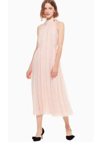 Светло-розовое коктейльное платье клеш Kate Spade однотонное