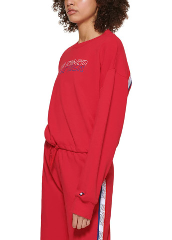 Світшот Tommy Hilfiger - Прямий крій логотип червоний кежуал бавовна, футер - (257006752)