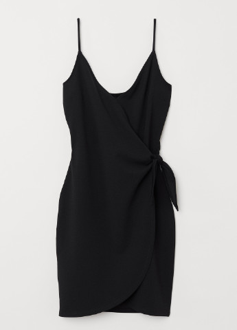 Черно-белое кэжуал платье на запах H&M однотонное