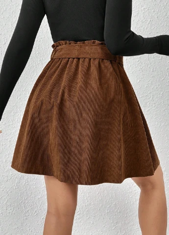 Коричневая кэжуал однотонная юбка SHEIN колокол